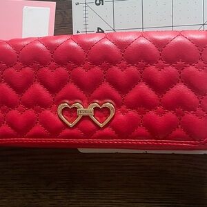 Juicy Couture Red Double Heart Quilted Wallet